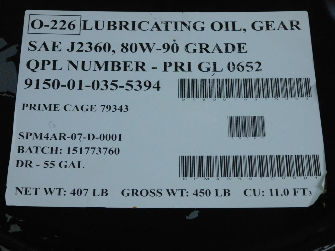 Allegheny Altra MIL5 Sae J2360 80W90 Gear Lubricating Oil 55 GAL